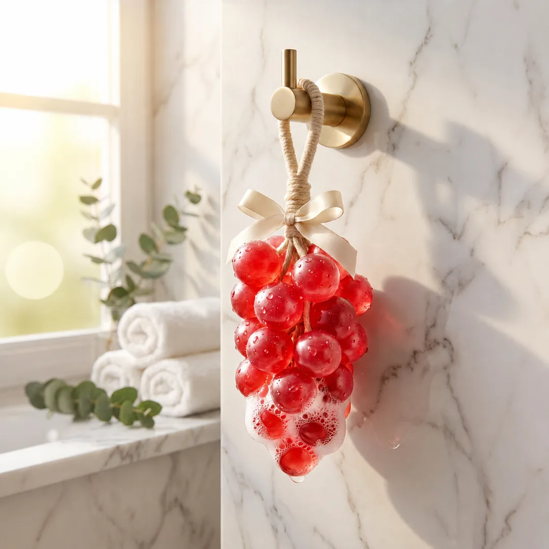 Red grape-shaped decorative soap with hanging cord – ZenteMart Pakistan - View 2