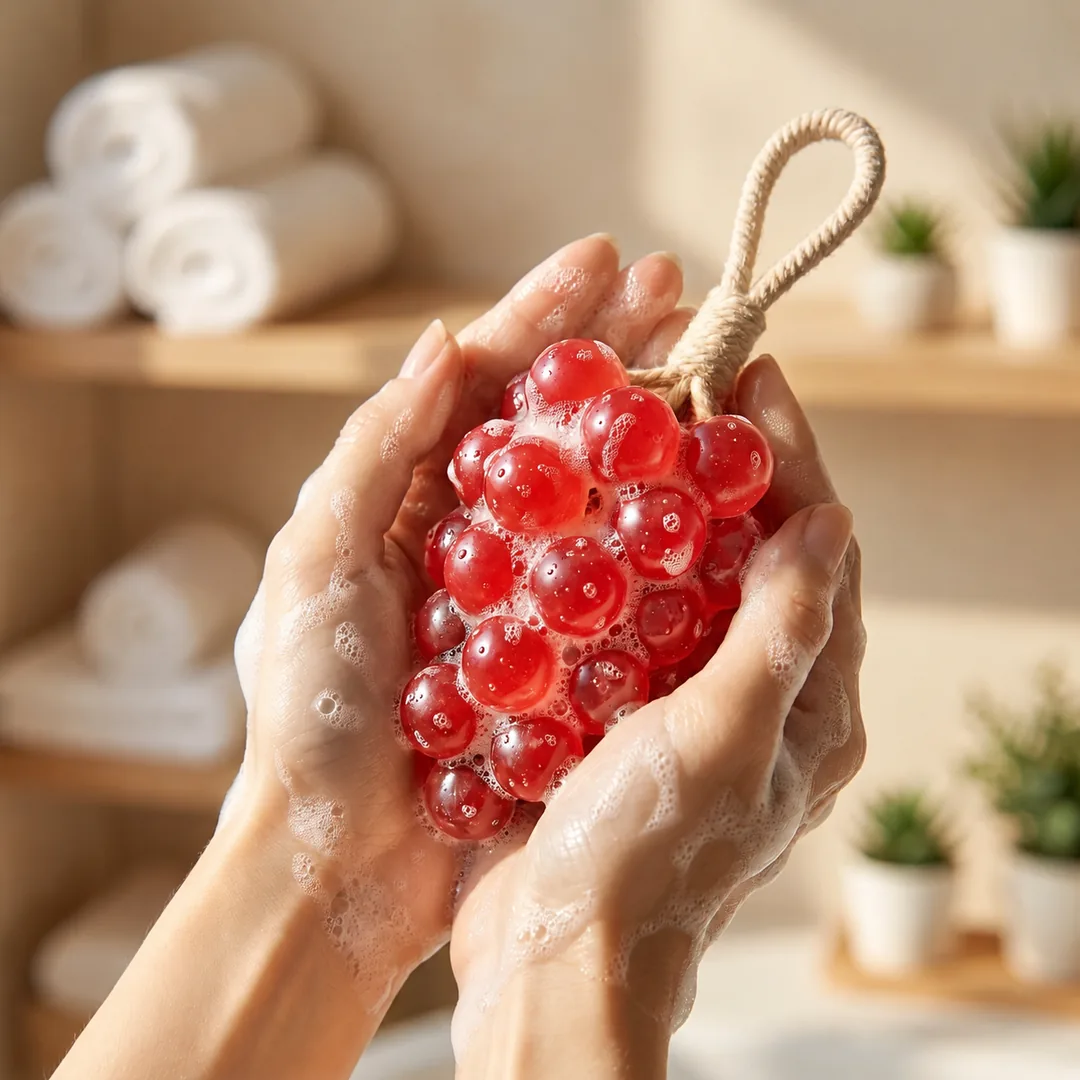 Red grape-shaped decorative soap with hanging cord – ZenteMart Pakistan - View 3