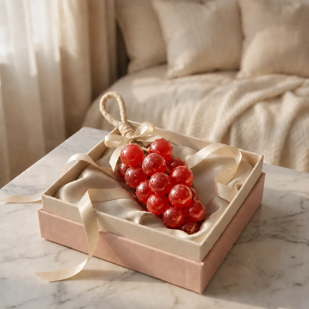 Red grape-shaped decorative soap with hanging cord – ZenteMart Pakistan - View 4