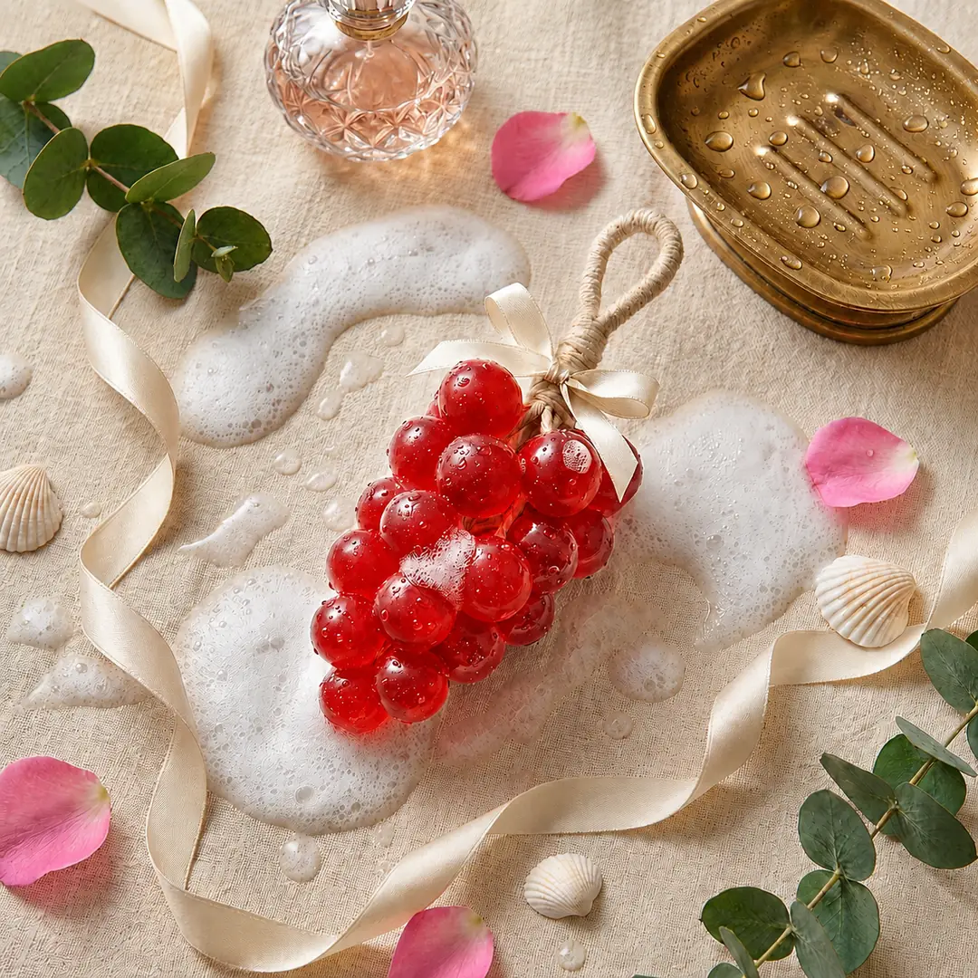 Red grape-shaped decorative soap with hanging cord – ZenteMart Pakistan - View 5