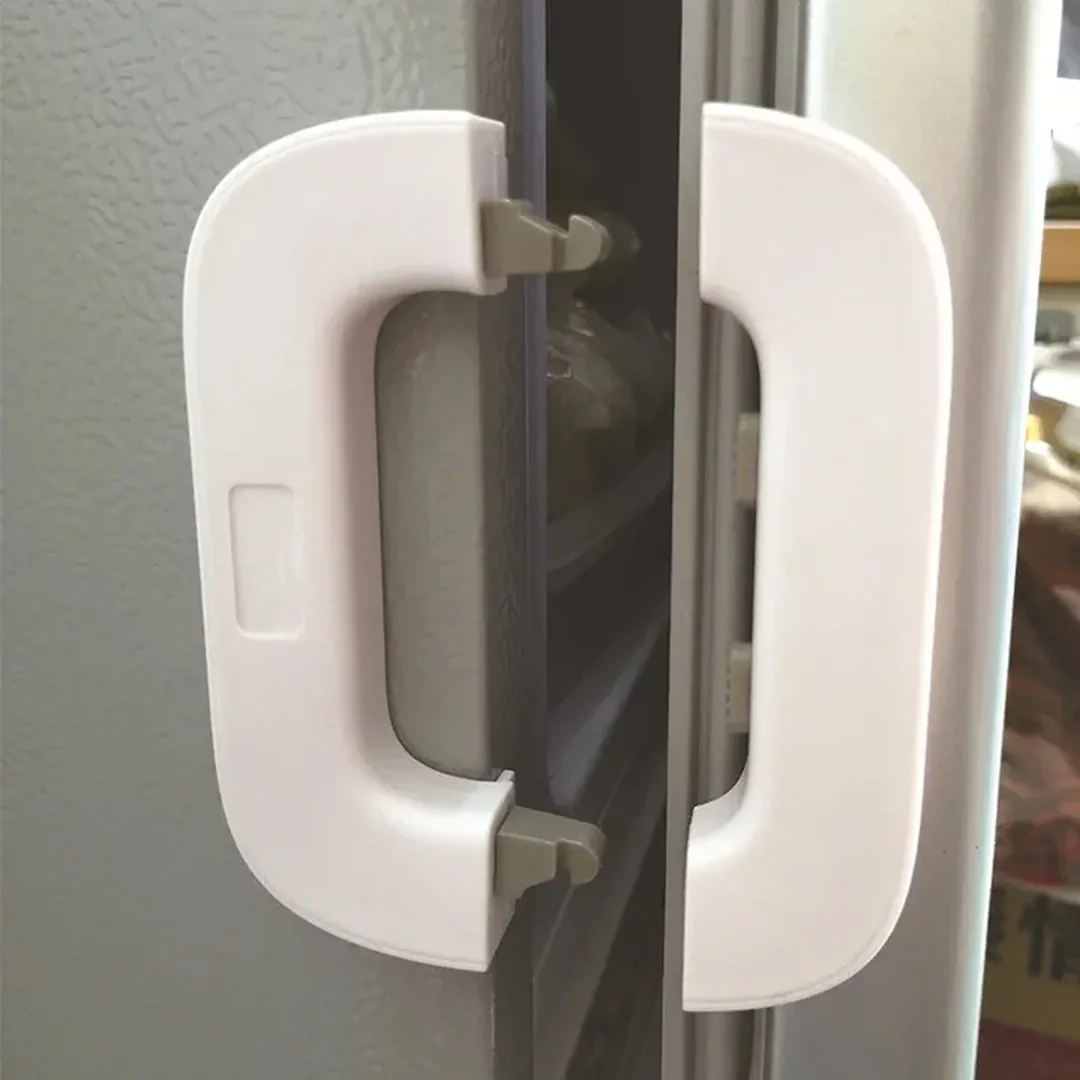 White refrigerator child safety lock on a fridge door – ZenteMart Pakistan thumbnail 4