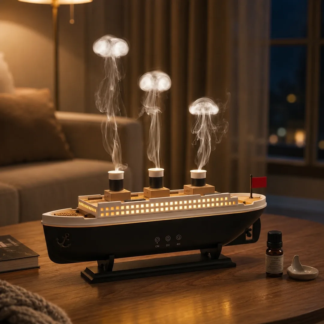 Titanic ship aroma diffuser with mist and LED lights – ZenteMart Pakistan