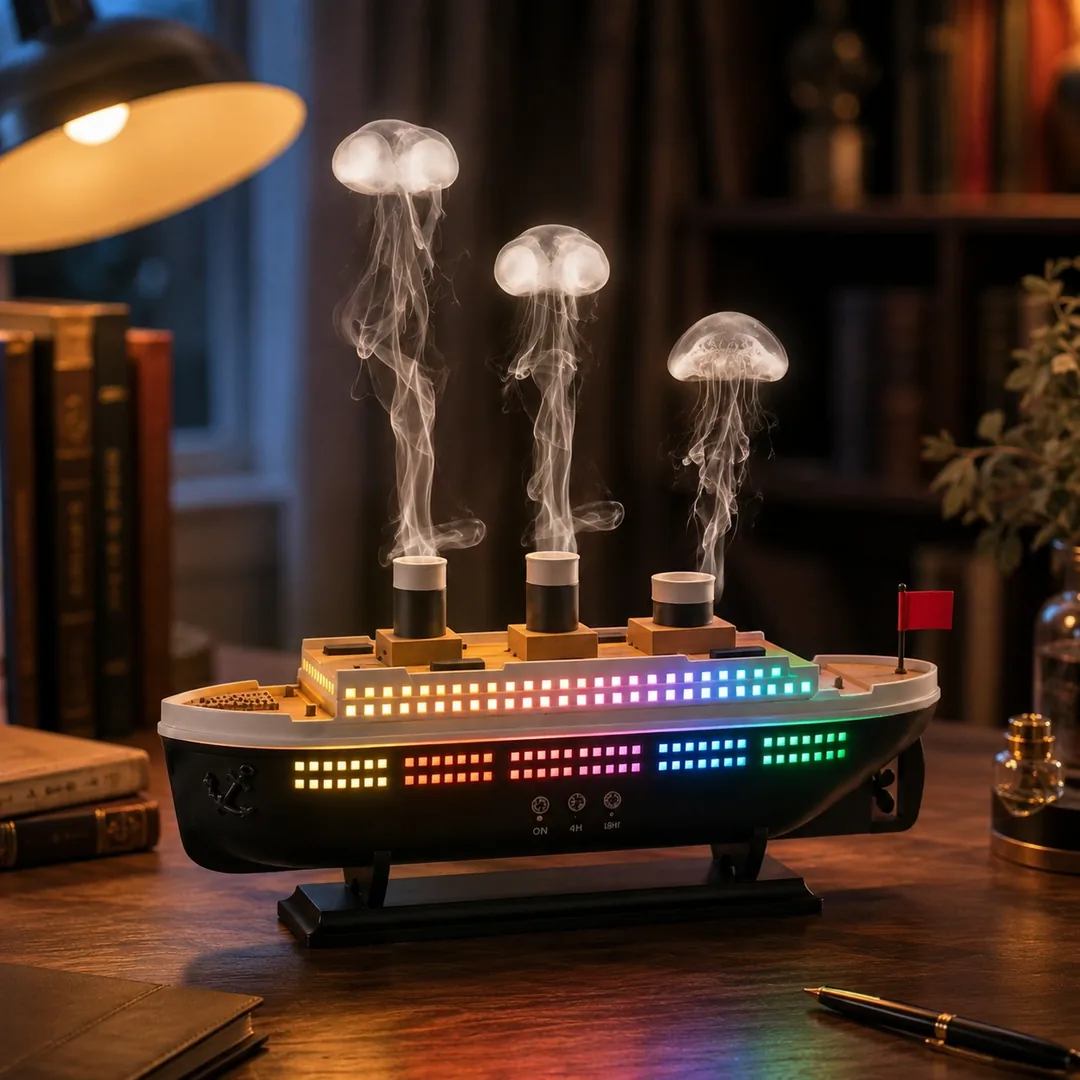 Titanic ship aroma diffuser with mist and LED lights – ZenteMart Pakistan - View 2