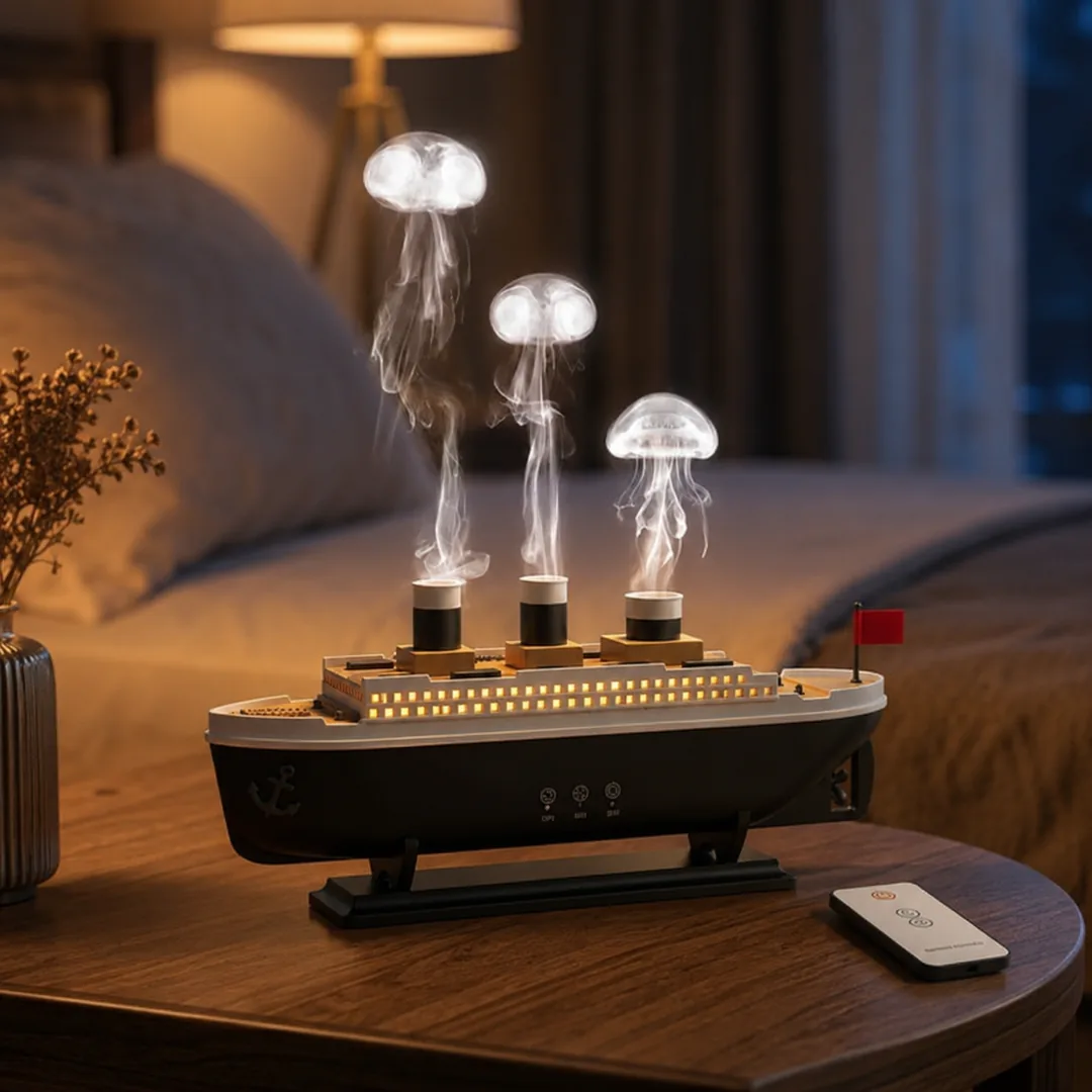 Titanic ship aroma diffuser with mist and LED lights – ZenteMart Pakistan - View 3