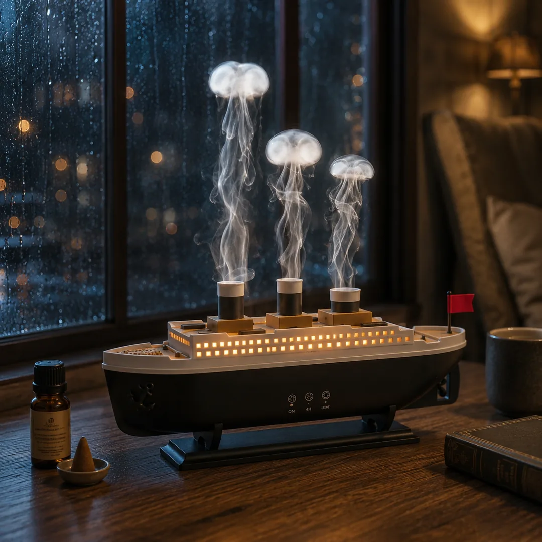 Titanic ship aroma diffuser with mist and LED lights – ZenteMart Pakistan - View 4