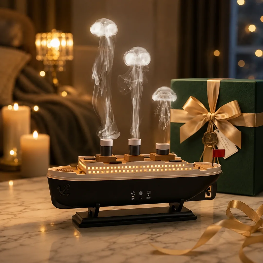 Titanic ship aroma diffuser with mist and LED lights – ZenteMart Pakistan - View 5